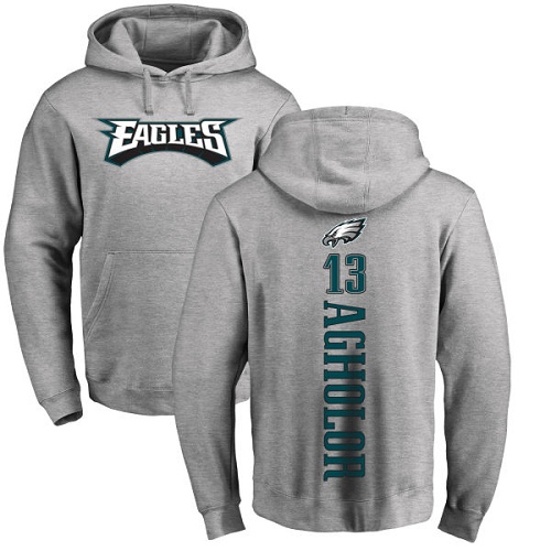 Men Philadelphia Eagles #13 Nelson Agholor Ash Backer NFL Pullover Hoodie Sweatshirts->nfl t-shirts->Sports Accessory